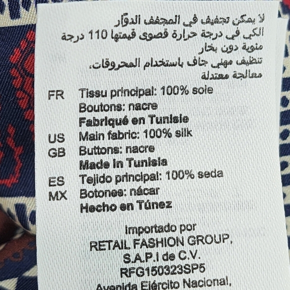 Sandro Women's 100% Silk Long Sleeve Loane Printed Shirt - Picture 8 of 9